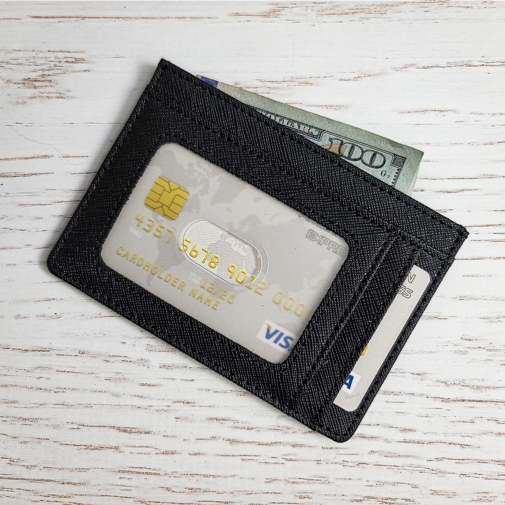 NEW! Genuine Saffiano Leather Card Case